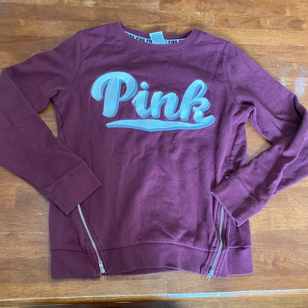 PINK maroon side zip long sleeve